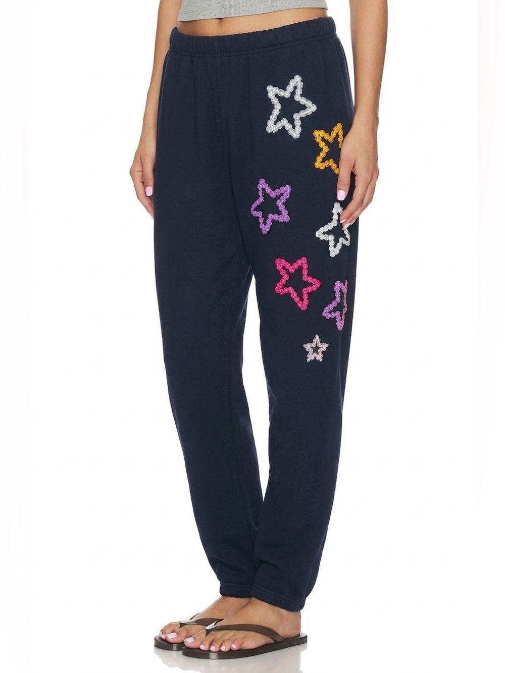 Wildfox Navy Joggers with Multicolor Woven Stars